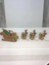 VTG Dakin Wood Santa in Sleigh with 3 Reindeer 1984 for sale  Shipping to South Africa