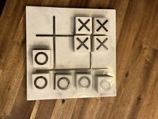 Marble tic tac Toe Board Coffee Table décor with 9 Blocks, 8" x 8" White & Gray for sale  Shipping to South Africa