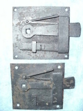 Dos pestillos antiguos de puerta de hierro crudo hechos de herrero inglés segunda mano  Embacar hacia Mexico
