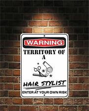 Território de aviso de uma estilista cabelo 9x12 sinal de alumínio orifícios pré-perfurados comprar usado  Enviando para Brazil