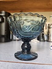 Antique Blue Glass Scalloped Pedestal Bowl for sale  Shipping to South Africa