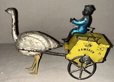 Antiguo carro de avestruz Lehmann Alemania Camerún siglo XIX vagón litografía de hojalata juguete raro segunda mano  Embacar hacia Argentina