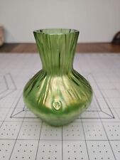 ART NOUVEAU LOETZ  ART GLASS  VASE GREEN IRIDESCENT DIMPLED 4.25" Tall, used for sale  Shipping to South Africa