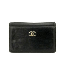 Estojo de cartão de couro preto logotipo CHANEL CC/3X0790 comprar usado  Enviando para Brazil