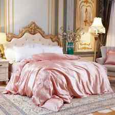 Solid Color Bedding Set with Mulberry Silk Duvet Cover Bed Sheet Pillowcase for sale  Shipping to South Africa