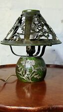 ANTIQUE MISSION ARTS CRAFTS HEINTZ USA STERLING SILVER ON BRONZE MICA ART LAMP  , used for sale  Shipping to South Africa