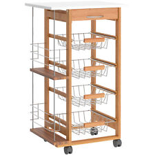 HOMCOM Multi-Use Kitchen Island Trolley Baskets Side Racks Drawer Worktop Brown for sale  Shipping to South Africa
