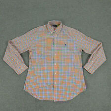 Camisa polo masculina Ralph Lauren grande laranja branca azul xadrez slim fit botão para cima comprar usado  Enviando para Brazil
