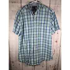 Tommy Hilfiger Mens Button Down Plaid Shirt Short Sleeve Blue Green Sz XL for sale  Shipping to South Africa