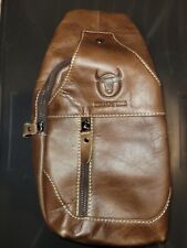 Used, BullCaptain Brown Leather Sling Crossbody Bag  for sale  Shipping to South Africa
