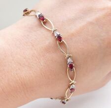 Genuine 3.45ct Diamond & Natural Garnet Bracelet In 9K Yellow Gold for sale  Shipping to South Africa