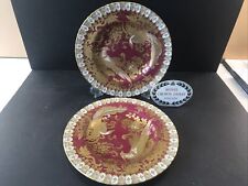 Royal Crown  Derby Heraldic Maroon Birds Paradise Pair Of Desert  Plates1962 VGC for sale  Shipping to South Africa