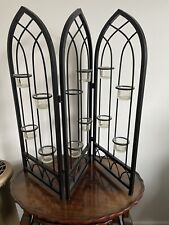 Vintage Gothic Style Wrought Iron Candle Holder Tea Light .. 3 Fanfold 80 x 30cm for sale  Shipping to South Africa