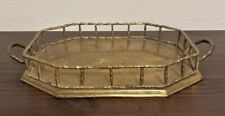 Vintage Brass & Copper Bamboo Tray Hollywood Regency Handles Made In India, used for sale  Shipping to South Africa