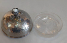 Tigela de vidro pequena com tampa de cúpula de metal prato de manteiga redondo 4"? comprar usado  Enviando para Brazil