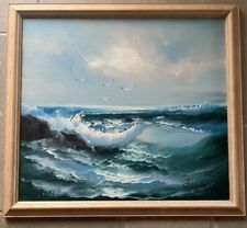 Oil painting on board sea seascape ocean sky waves for sale  Shipping to South Africa
