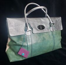 Large Gabs Leather/Textile Tote Top Handle Purse Made In Italy Metallic 21"x12" for sale  Shipping to South Africa