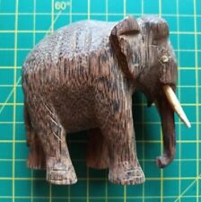 Small Hand carved vintage hard wood ELEPHANT trunk down approx 4x4 inches usato  Spedire a Italy