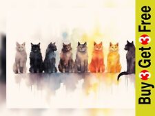 Cluster cats watercolor for sale  PORTSMOUTH