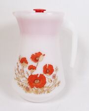 Vintage Arcopal Milk Glass-Milk Juice Water Pitcher Jug with Lid Floral Poppy for sale  Shipping to South Africa