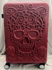 IT LUGGAGE Embossed Red Skulls Hard side Spinner Suitcase 24" for sale  Shipping to South Africa