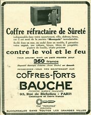 Publicité ancienne coffres-forts Bauche 1925 issue de magazine  d'occasion  France
