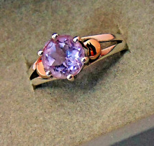 Sterling Silver Amethyst Ring With Gold Heart Features Size P for sale  KING'S LYNN