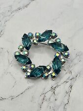 Broche vintage folheado a ródio em forma de coroa de flores lindos strass azul comprar usado  Enviando para Brazil