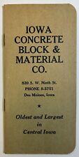 Notebook Publicitário Vintage Iowa Concrete Block & Material Co. Des Moines, usado comprar usado  Enviando para Brazil