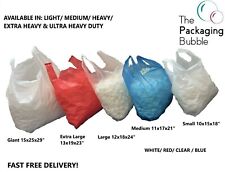 Plastic Vest Carrier Bags Supermarkets Shopping Stalls White Blue Red Clear, used for sale  Shipping to South Africa