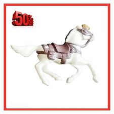 🐎White Horse Figurine Saddle Bridle Crista Plume Headdress 5½"Action Figure Toy for sale  Shipping to South Africa