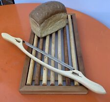 Cortadora de pan de bambú con cuchillo y bandeja receptora de migas segunda mano  Embacar hacia Argentina