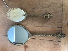 Vintage Regent of London Ornate Metal Hair Brush & Mirror Vanity Dressing Table for sale  Shipping to South Africa