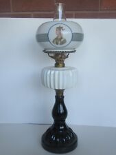 Antique 19th Century Painted Prince / Princess Amethyst Oil Lamp, used for sale  Shipping to South Africa