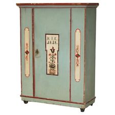 ANTIQUE 1818 DATED AQUA BLUE HAND PAINTED GERMAN MARRIAGE WARDROBE RARE COLOUR for sale  Shipping to South Africa