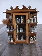 Vintage Wood Minature Collectibles Display Shelf Case Cabinet-Glass Door Pewter  for sale  Shipping to South Africa