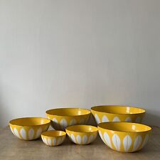 Used, Vintage Cathrineholm Lotus Yellow Enamel Set of 6 Nesting Bowls Very Rare Decor for sale  Shipping to South Africa