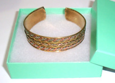 Used, Vintage Brass Copper & Silvertone 3/4" Cuff Handcrafted 3-Tone Bracelet for sale  Shipping to South Africa