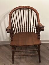 Rare 19th Century Oak Windsor Style Chair with Lion Head Carved Arm Rest for sale  Shipping to South Africa