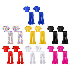 Kids Boy Girl Dancewear Dancing Costume Sparkle Outfits Teens Top And Pants for sale  Shipping to South Africa
