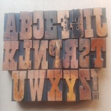 WOODEN PRINTING BLOCKS 5cm high. Letters A.B.C.E.F.G.I.J.K.L.N.P.R.S.T.U.WX.Y.Z!, used for sale  Shipping to South Africa