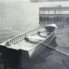 Vintage 1951 Black and White Photo Wood Wooden Boat Dinghy Water Lake Dock for sale  Allen