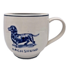 RARE Anthropologie Molly Hatch Dachshund Dog Mug, Blue And White, Stoneware-A72 for sale  Shipping to South Africa