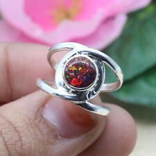 925 Sterling Silver Red Opal Doublet Women's Ring Customize Size UK J to Z for sale  EXETER