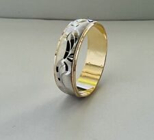 Aliança de noivado de casamento masculina feminina ouro 14K 2 tons 6 mm tamanho 5-11,5, usado comprar usado  Enviando para Brazil