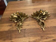 ANTIQUE PAIR (2) GOLD PAINTED ITALIAN FLORENTINE ORNATE CARVED WOOD WALL SHELVES for sale  Shipping to South Africa