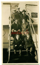 FAMILY sitting on CABIN STEPS of SHIP  -  date/location unknown - c. 1940's-50's for sale  Shipping to South Africa