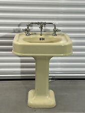 Vintage Cream Pedestal Porcelain Cast Iron Bathroom Sink W/Republic Faucet for sale  Nottingham