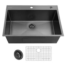 Glacier Bay Drop In Gunmetal Black 33 in Single Bowl Stainless Kitchen Sink for sale  Shipping to South Africa