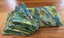 Lote de mantel rectangular vintage Vera Neumann y 8 servilletas de lino floral turquesa, usado segunda mano  Embacar hacia Argentina